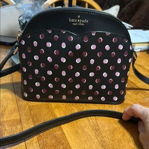 Kate Spade Black and Pink Crossbody Bag with Polka Dots